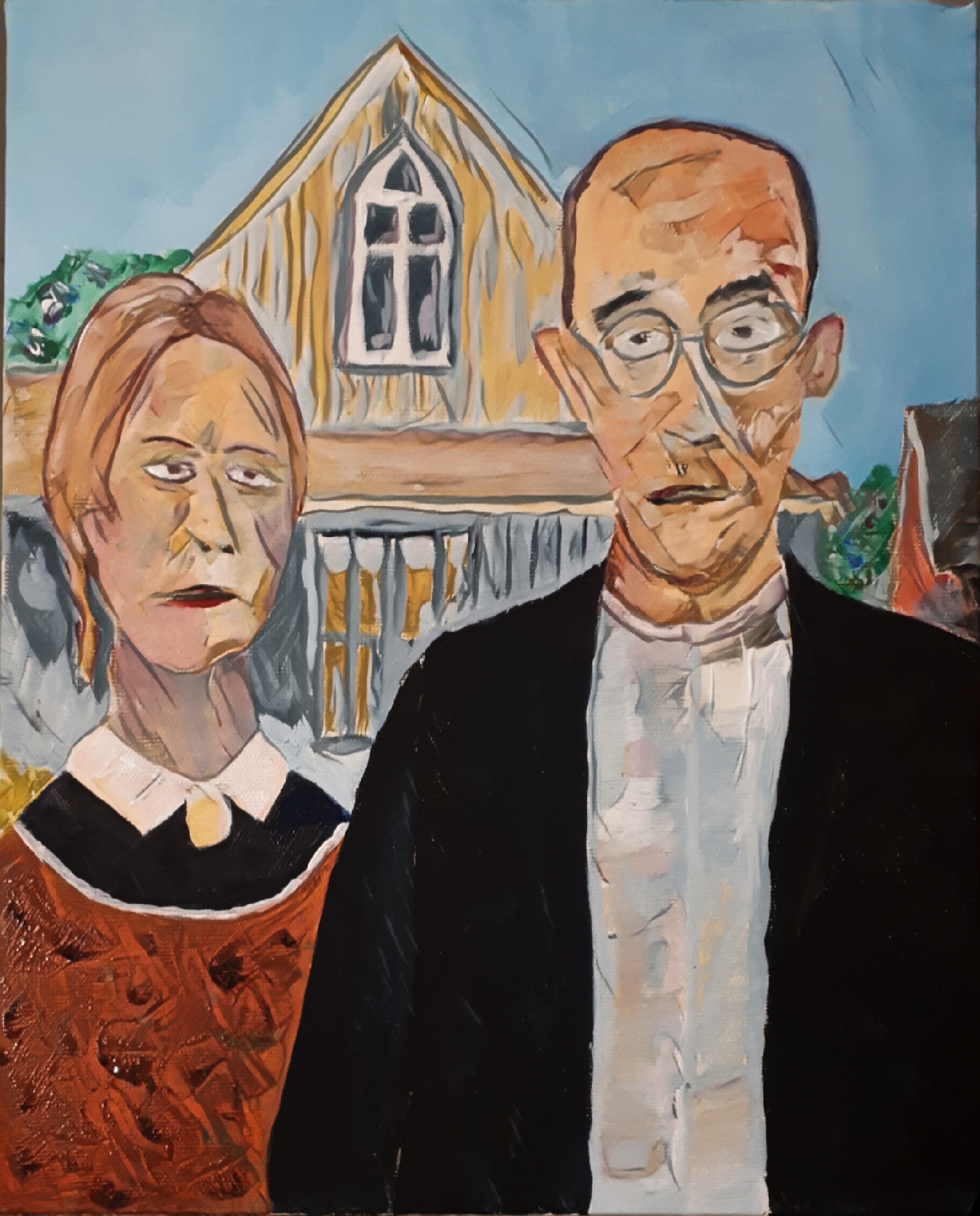 Couple devant la maison, Figures fragmentées